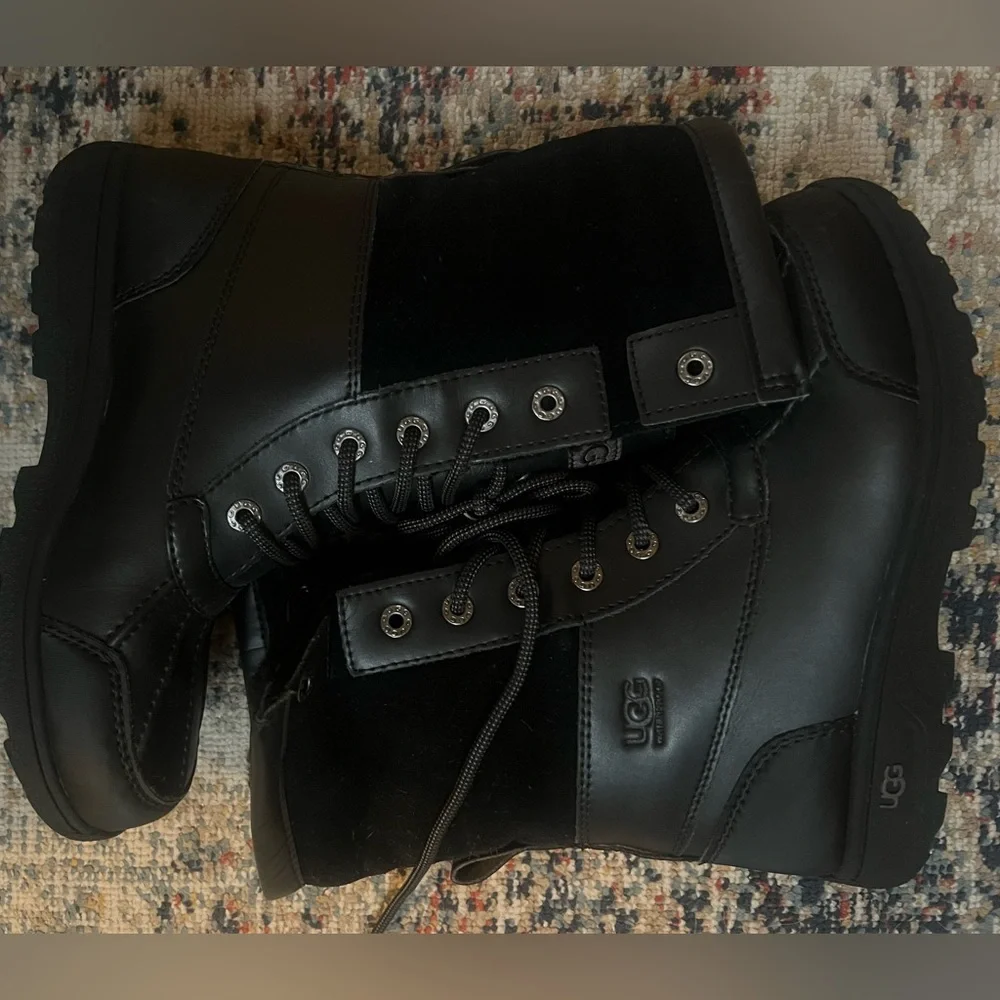Kids UGG Black Lace-Up Winter Boots